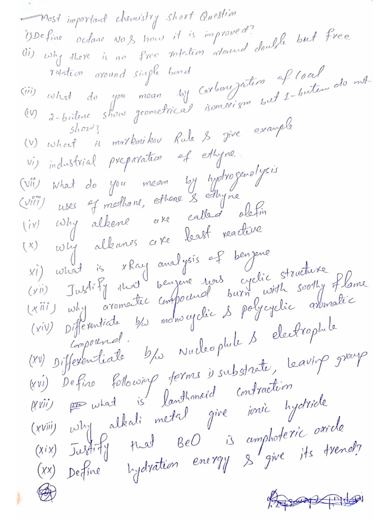 Part 2 Chemistry Important Short Questions | PDF
