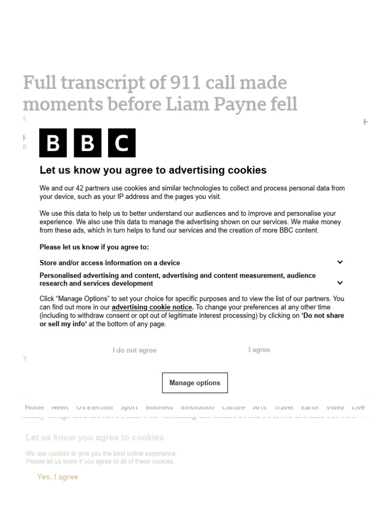 Full Transcript of 911 Call Made Moments Before Liam Payne Fell | PDF ...
