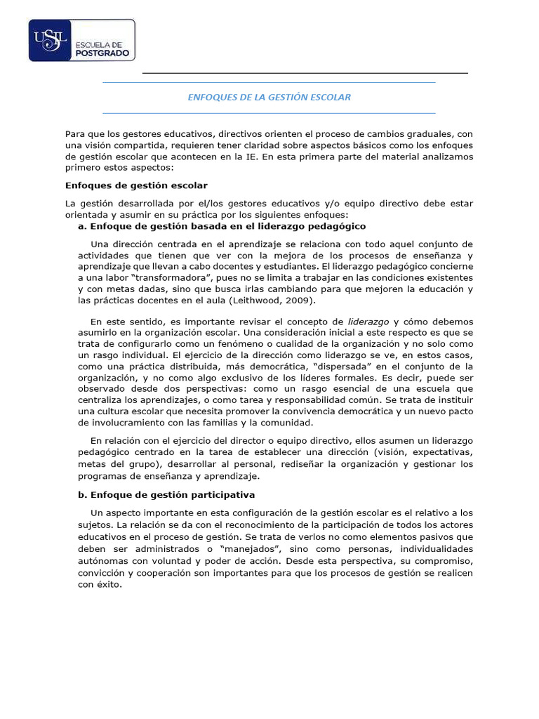Enfoques de Gestión Escolar Efectiva | PDF | Enseñando | Pedagogía