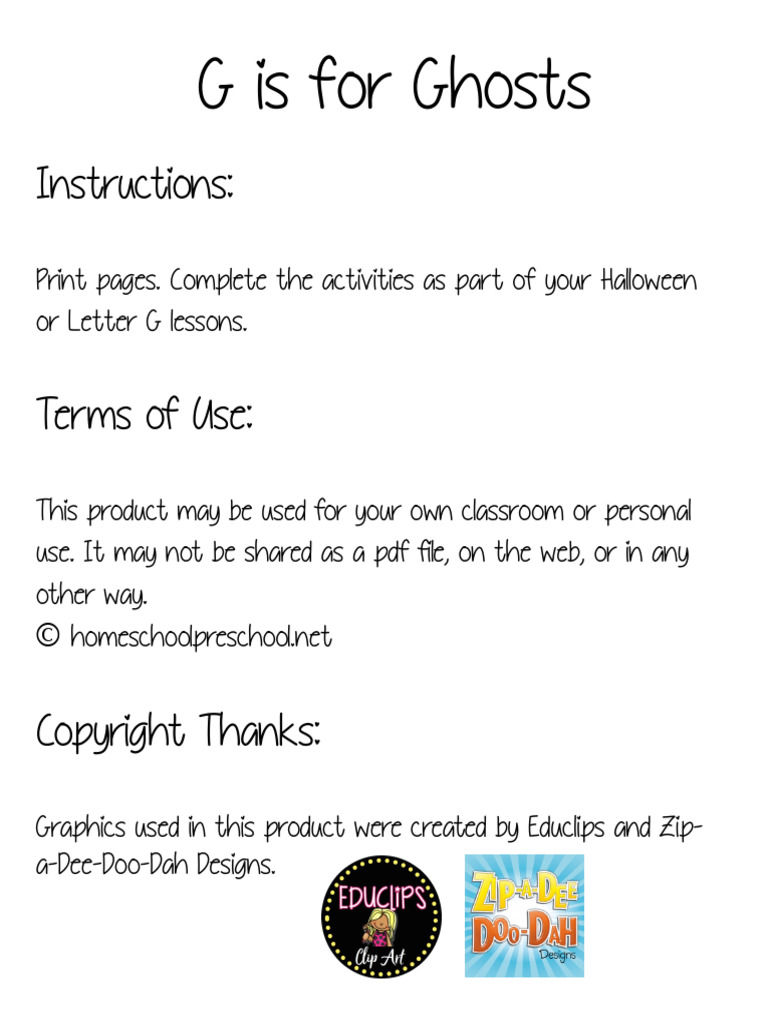 Ghost-Preschool-Printable | PDF