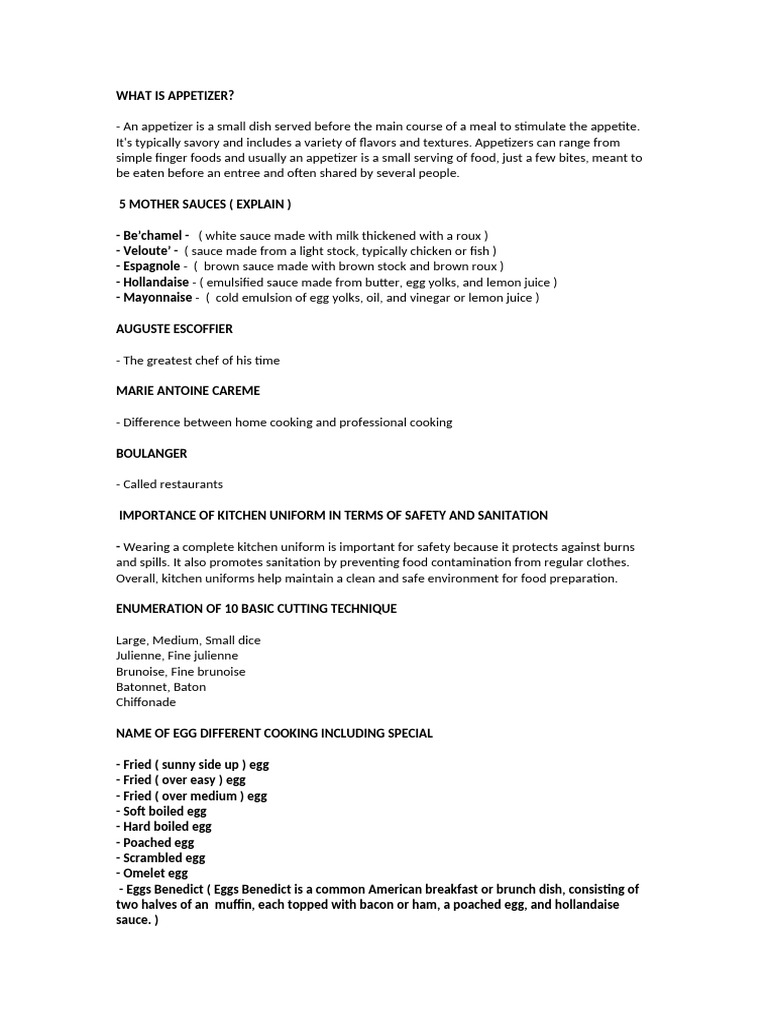 What Is Appetizer Pdf Sauce Cooking