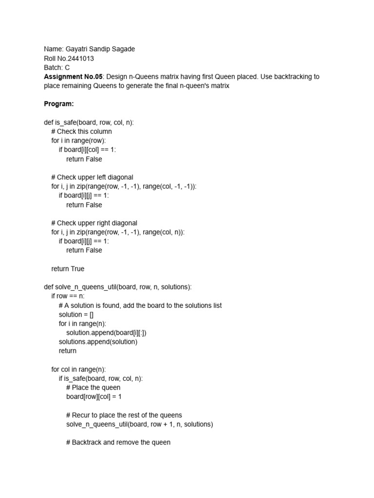 N-Queens Backtracking Guide | PDF | Teaching Methods & Materials ...