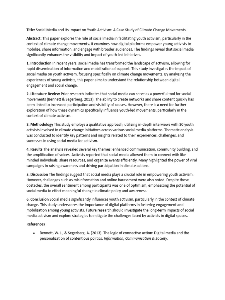 Social Media's Role in Youth Climate Activism | PDF | Social Media ...