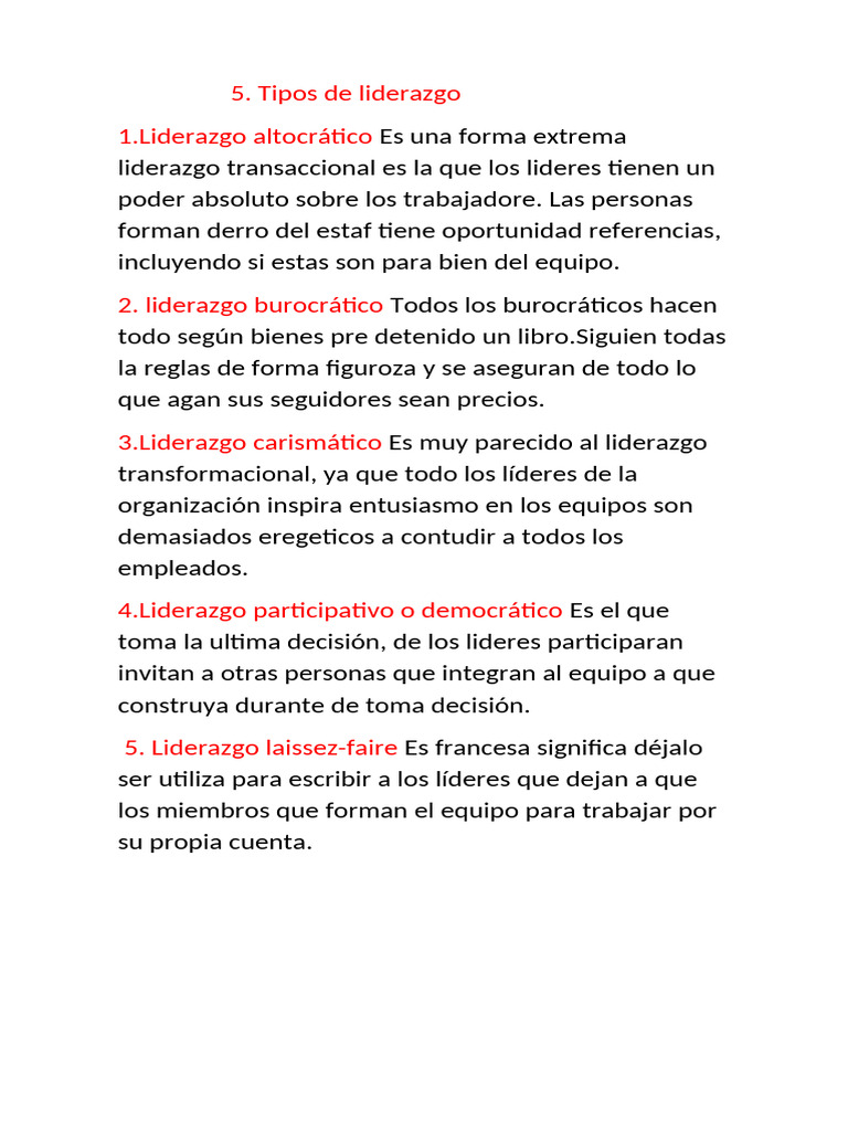 Tipós de Liderazgo | PDF | Crecimiento personal y profesional | Negocios