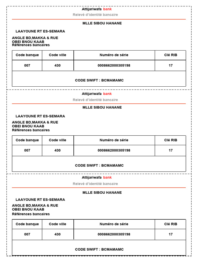 RIB Attijariwafa Bank Laayoune | PDF