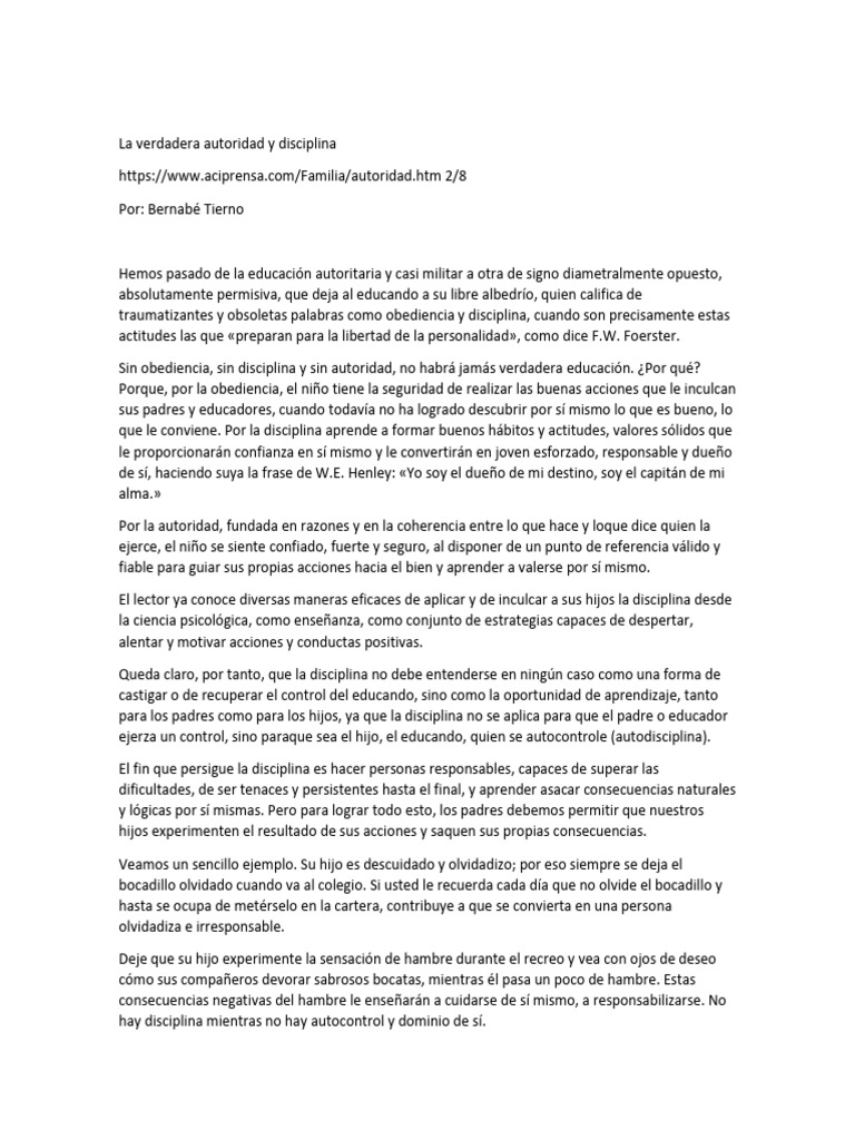 Disciplina y Autoridad en la Educación | PDF | Aprendizaje | Disciplinas