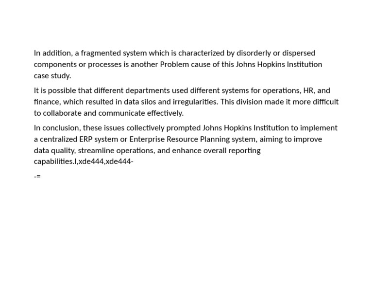 Centralized ERP System for Johns Hopkins | PDF