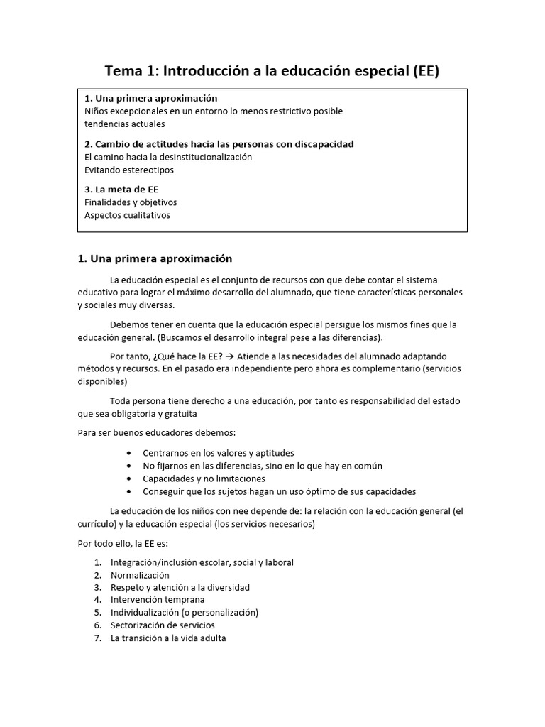 EDUCACIÓN ESPECIAL | PDF | Educación especial | Plan de estudios