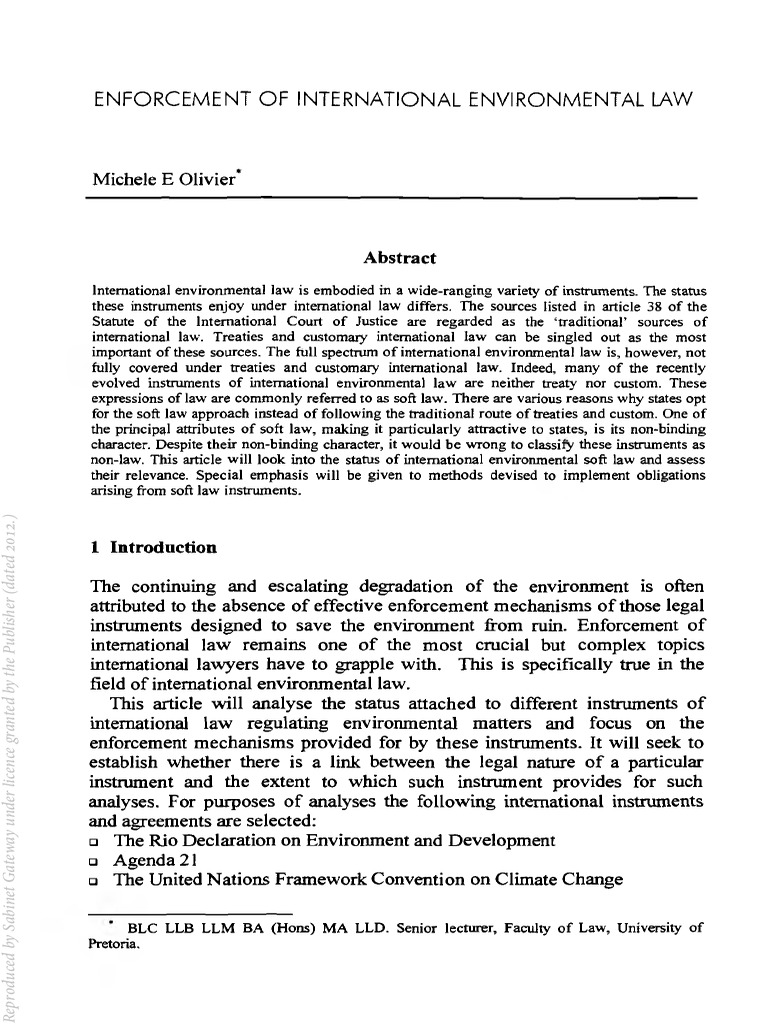 International Environmental Law Enforcement | PDF | International Law ...