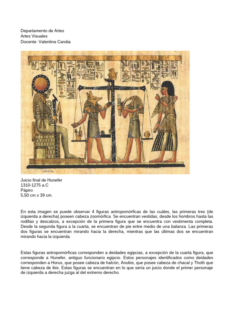 Juicio de Hunefer en el Arte Egipcio | PDF