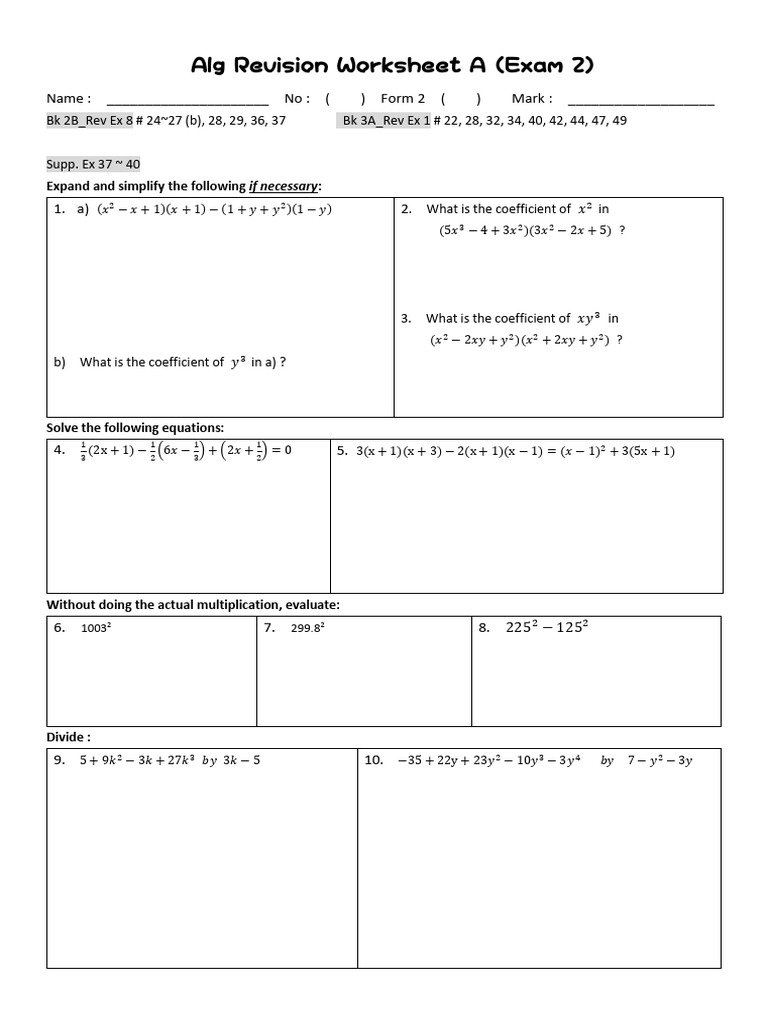 2122 Exam2 Alg Rev WS (All) | PDF | Numbers | Applied Mathematics
