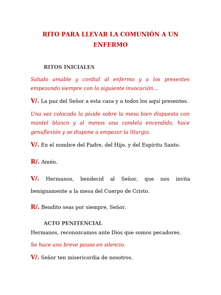 Rito de Comunión para Enfermos | PDF | eucaristía | orador del Señor