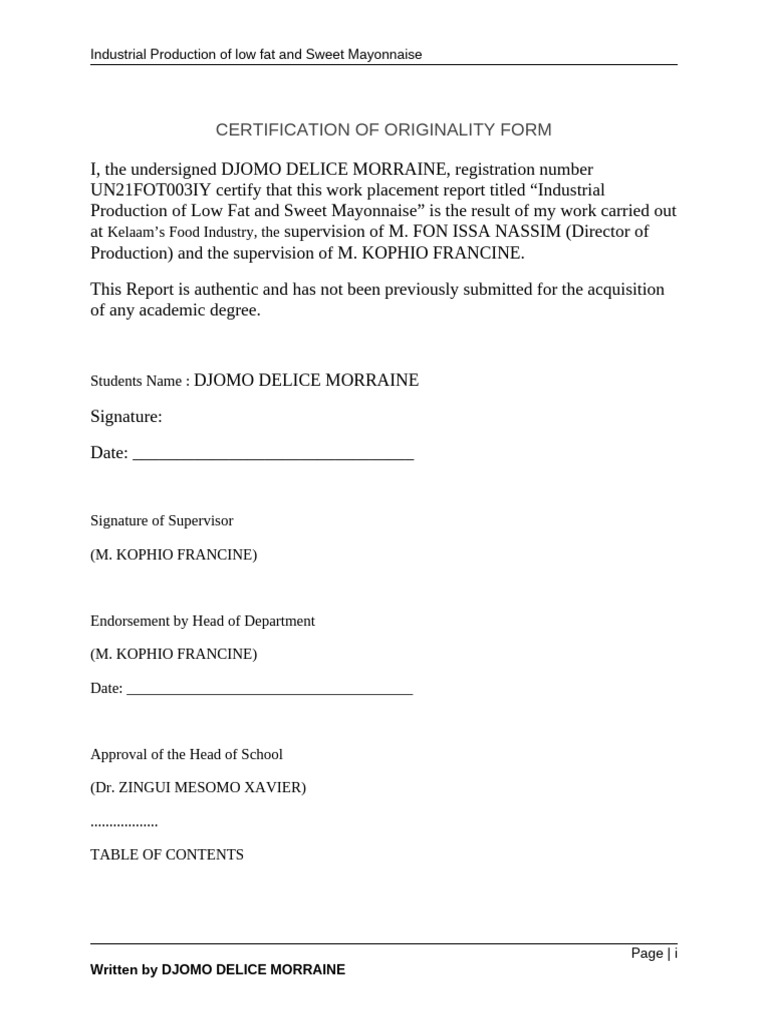 Industrial Production of Low Fat and Sweet Mayonnaise | PDF ...