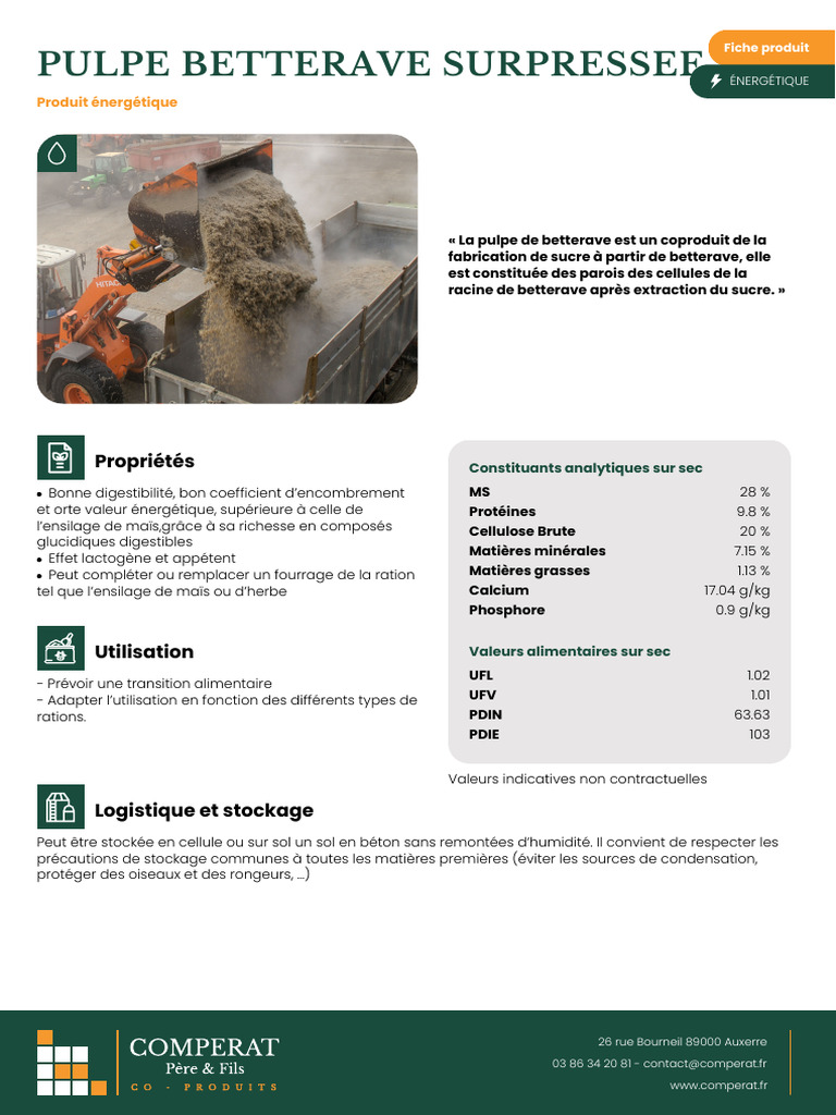 Pulpe de Betterave : Valeur Énergétique et Utilisation | PDF | Sucre ...