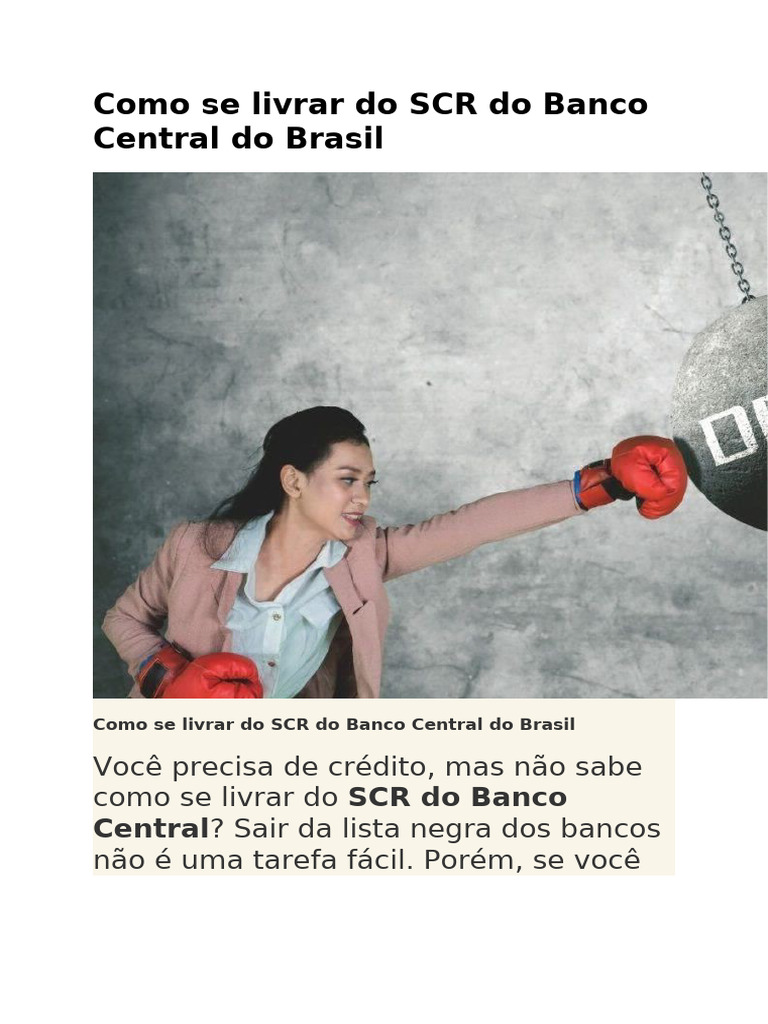 Como Limpar o Nome do SCR do Banco Central | PDF | Crédito | Finanças e ...