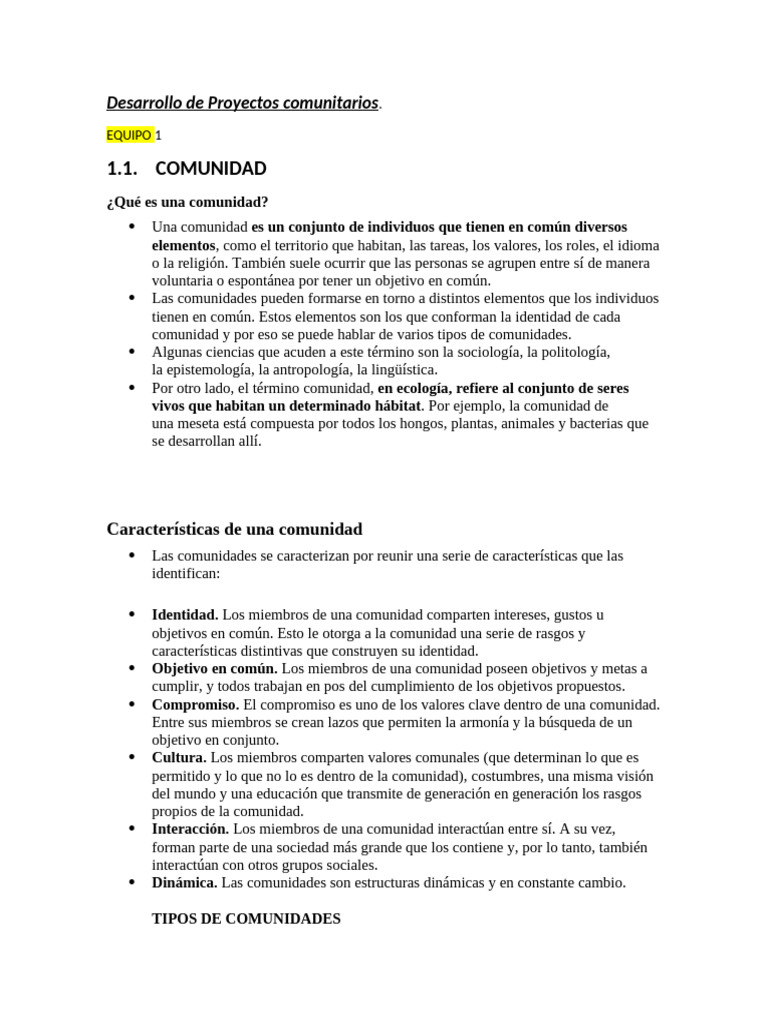 Tipos y características de comunidades | PDF | Comunidad | Antropología