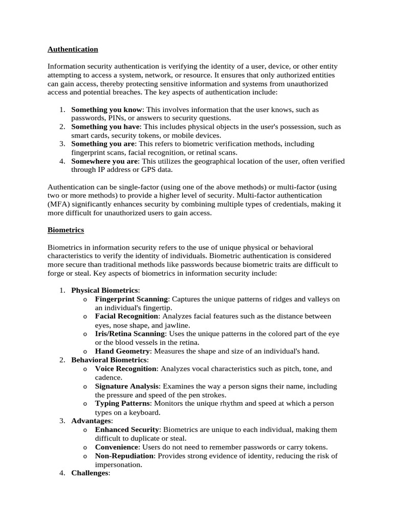 Understanding Authentication & Biometrics | PDF | Biometrics ...
