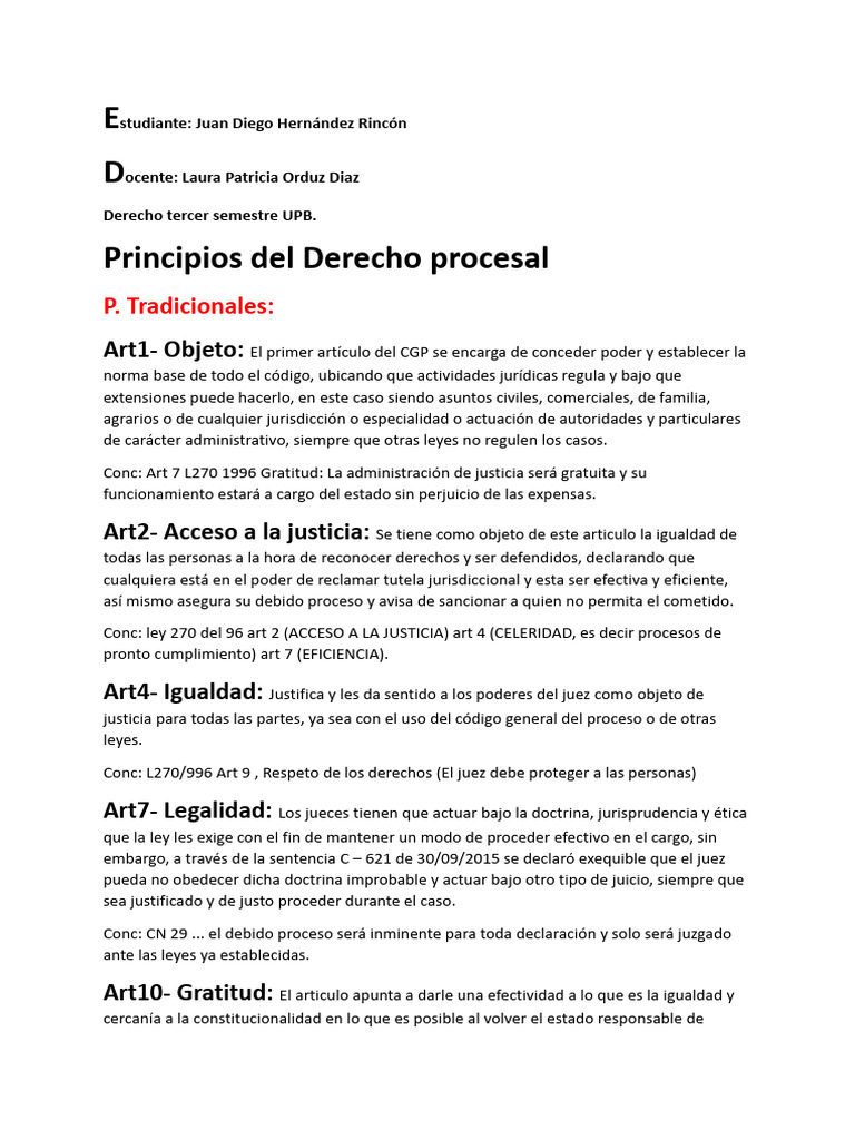 Principios del Derecho Procesal en Colombia | PDF | Debido al proceso ...