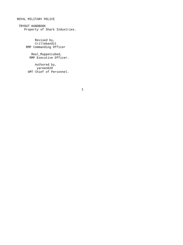RMP Tryout Handbook Guide | PDF | Military Police | National Security