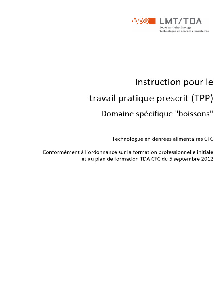 Instructions TPP pour Technologistes en Boissons | PDF | Sirop | Boisson