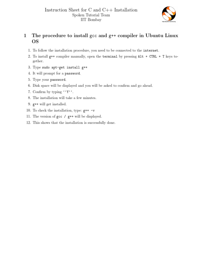 C and C++ Installation Guide for Ubuntu and Windows | PDF | Command ...