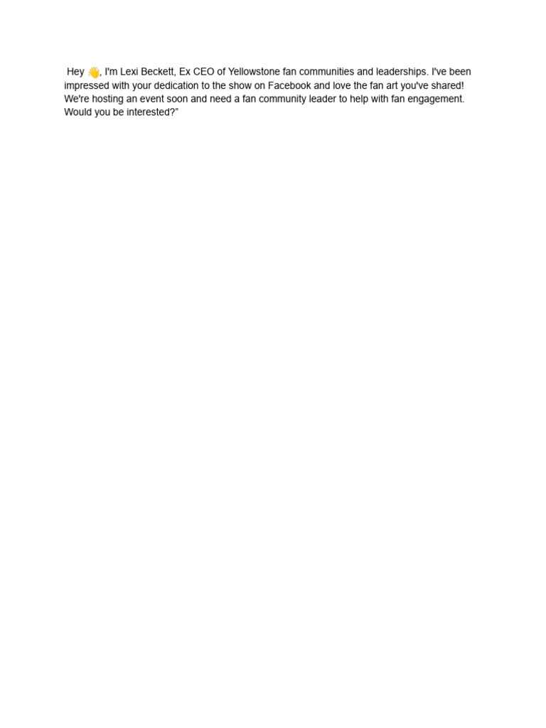 Yellowstone Fan Community Leader Needed | PDF