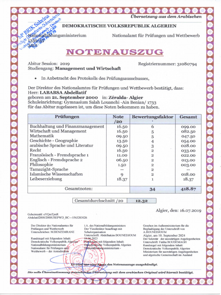 NOTENAUSZUG | PDF