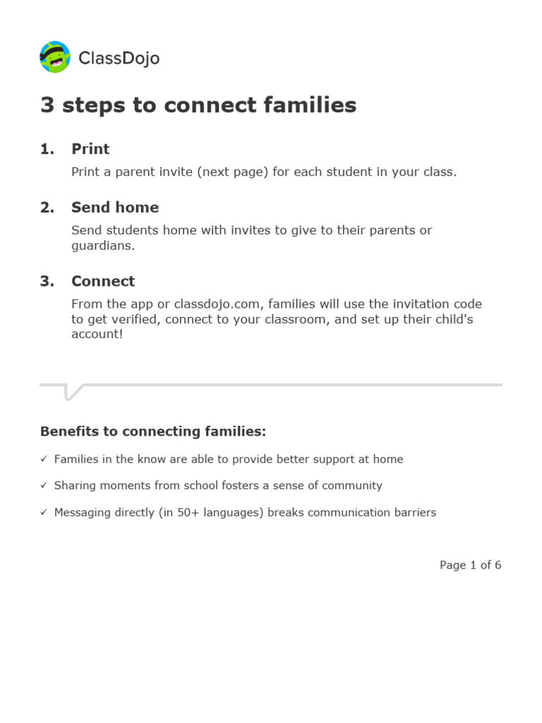 Connect Families via ClassDojo Steps | PDF | Career & Growth | Social ...