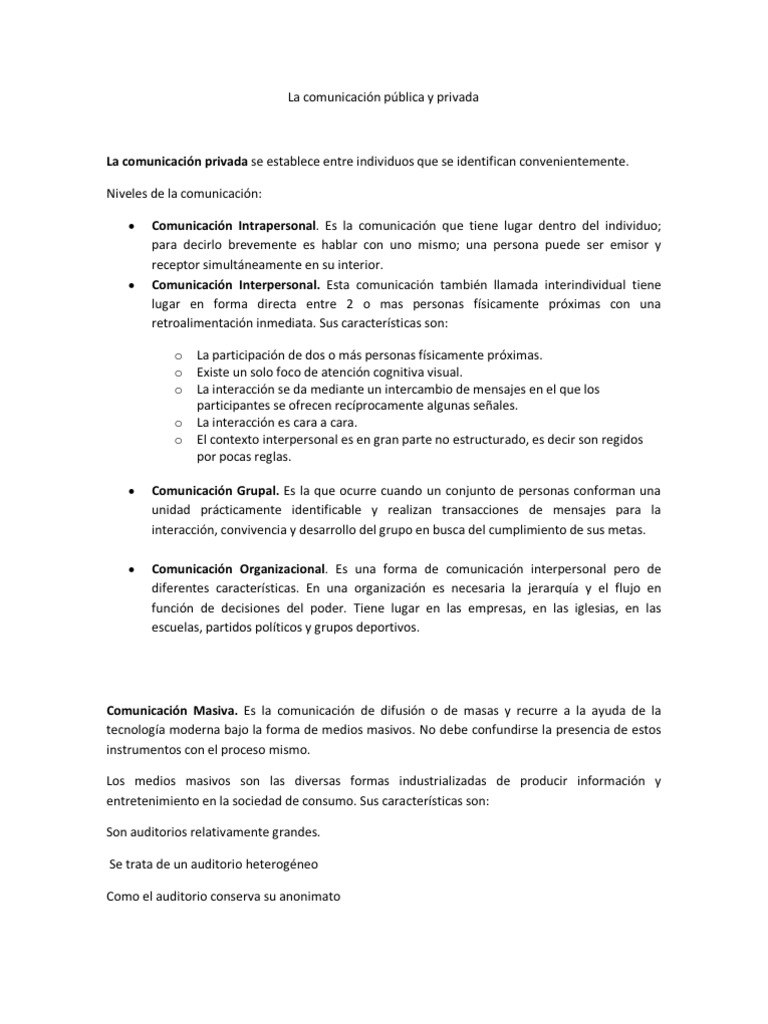 La comunicación pública y privada | PDF | Comunicación | Epistemología