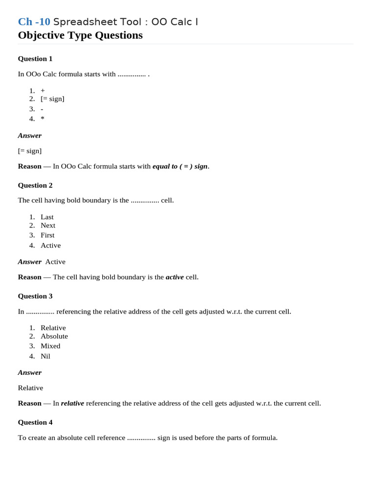 Understanding Cells in OOo Calc | PDF | Spreadsheet | Worksheet