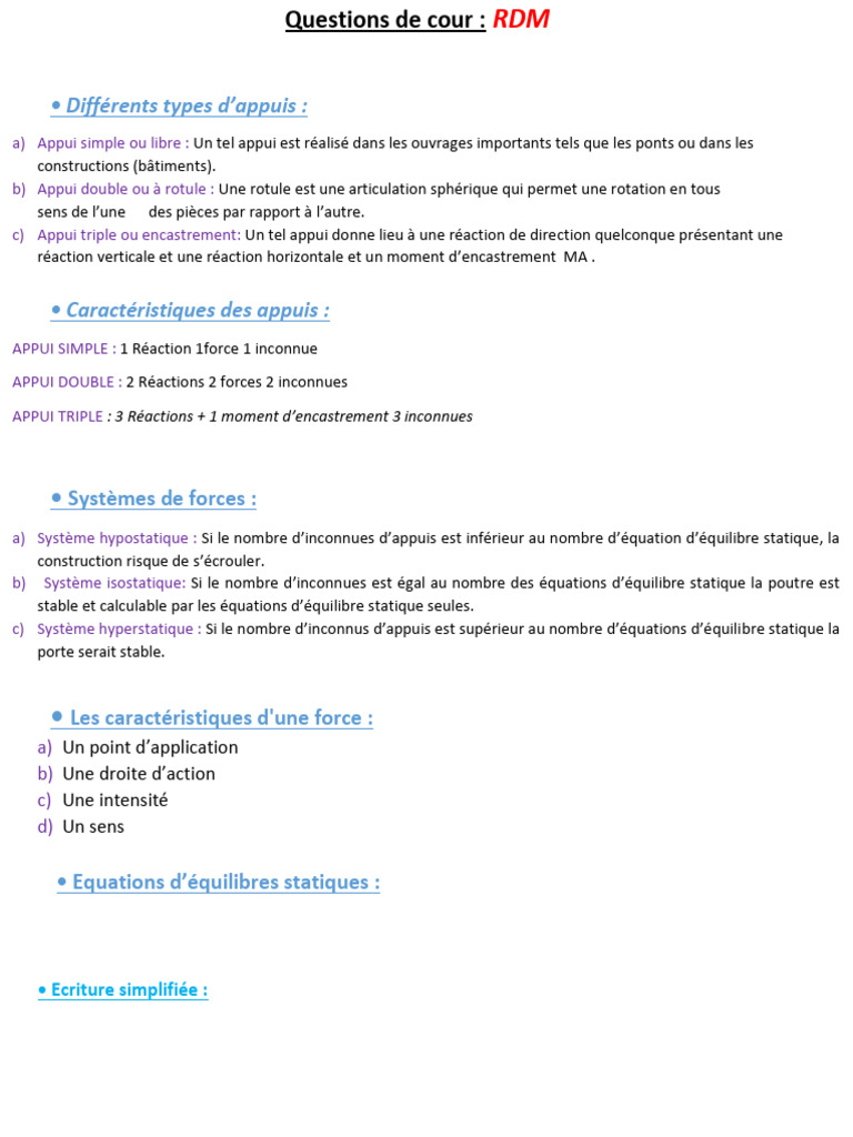 Types d'appuis en RDM | PDF