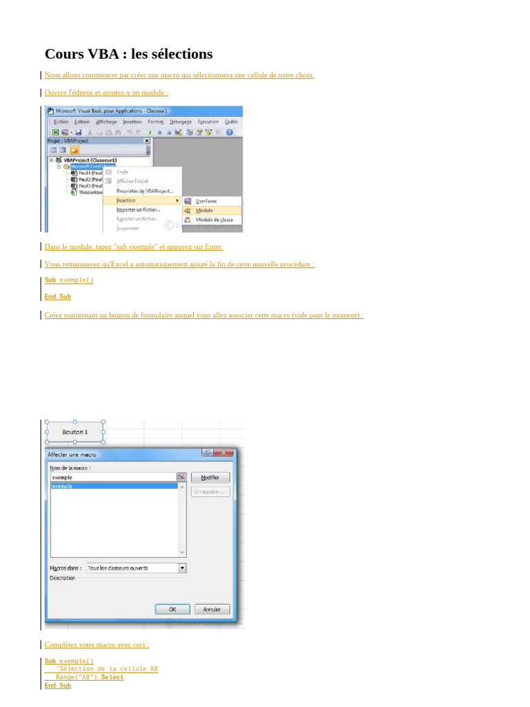 Sélections et propriétés VBA dans Excel | PDF | Modèle de couleur en ...