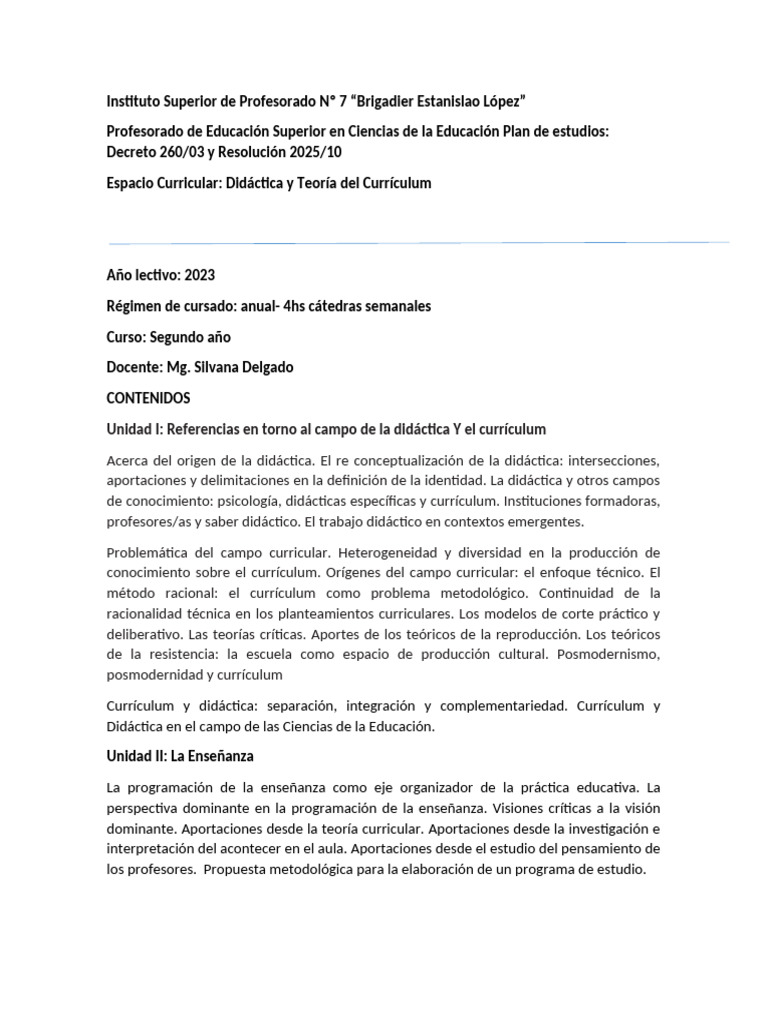 Didáctica y Currículum en Educación | PDF | Plan de estudios | Enseñando