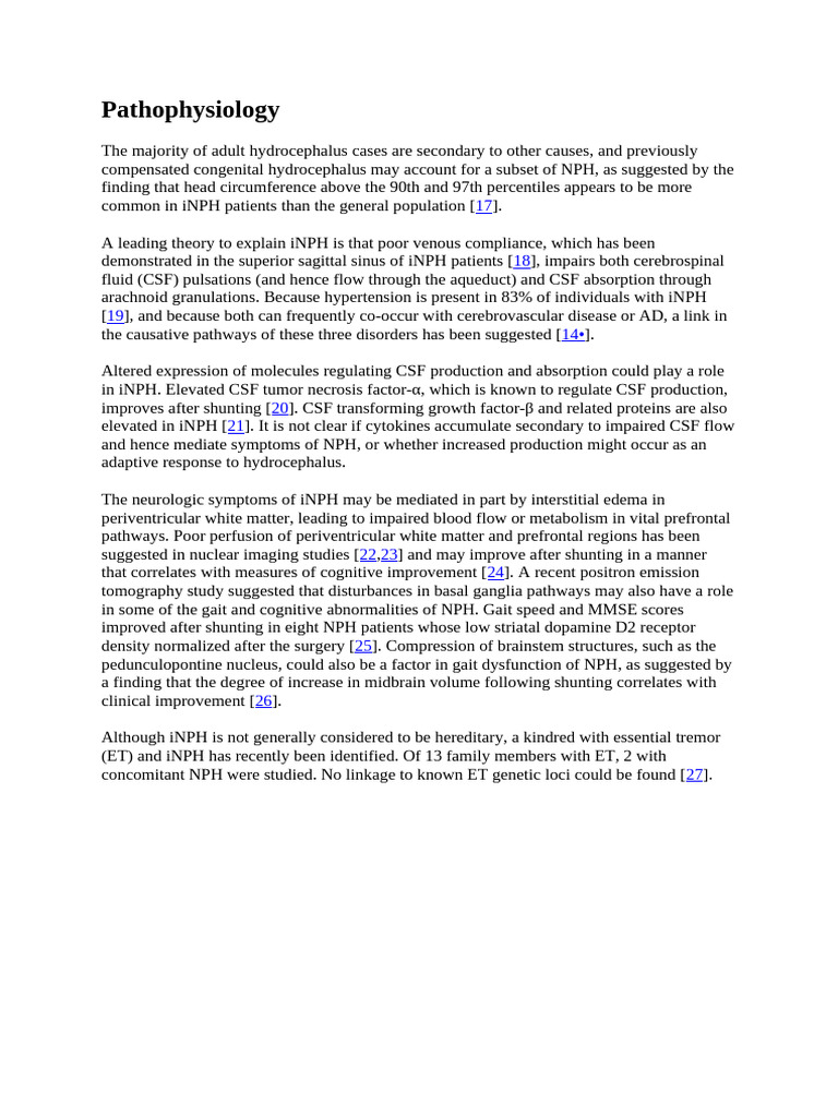 Pathophysiology of Adult Hydrocephalus | PDF | Cerebrospinal Fluid ...