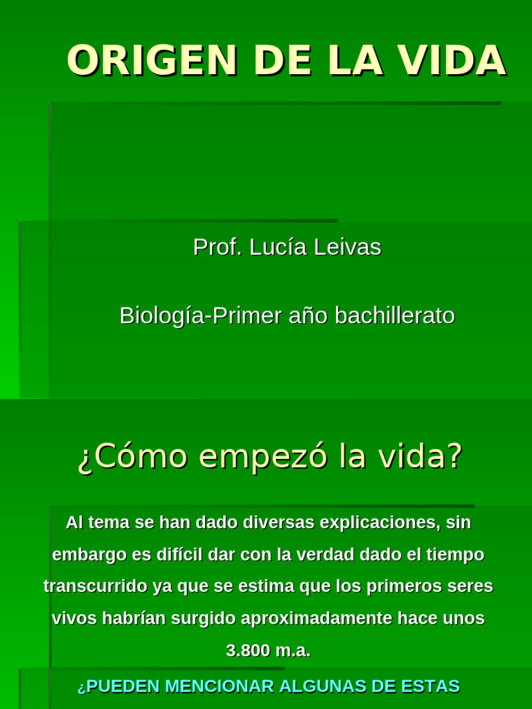 Teorías sobre el origen de la vida | PDF | Naturaleza
