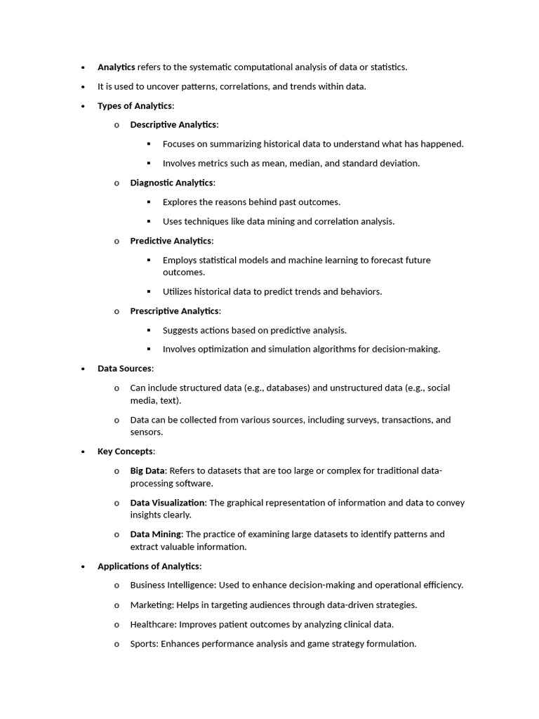 Overview of Analytics Types and Applications | PDF | Analytics | Data