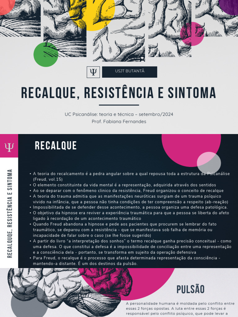 Recalque e Resistência na Psicanálise | PDF | Sigmund Freud | Psicanálise