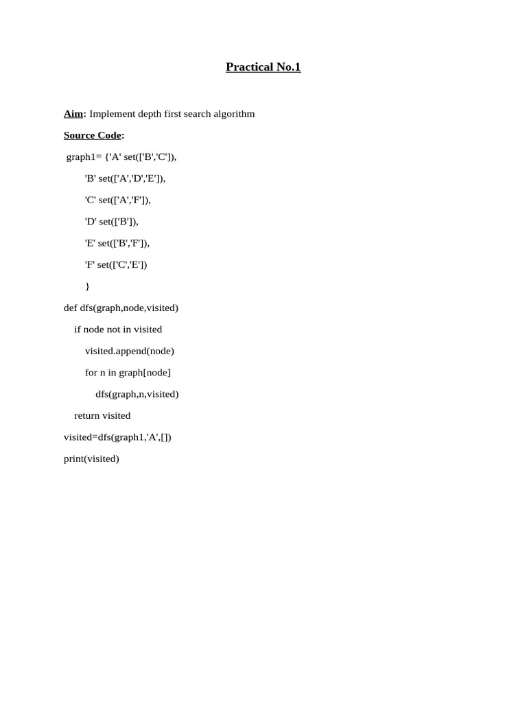AI Practical Manual for Algorithms | PDF | Computer Programming ...