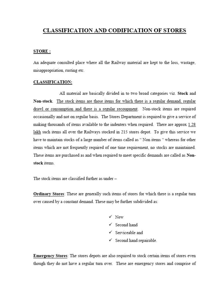 Railway Stores Classification Guide | PDF | Kilogram