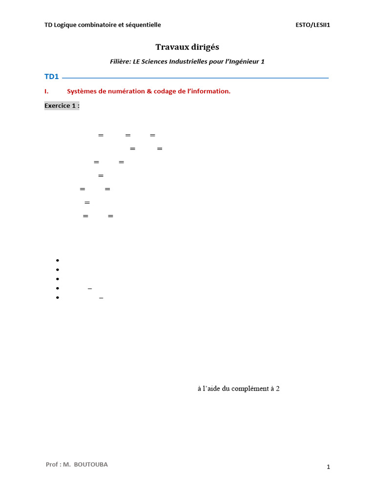 TD Logique Combinatoire et Séquentielle | PDF | Mathématiques ...