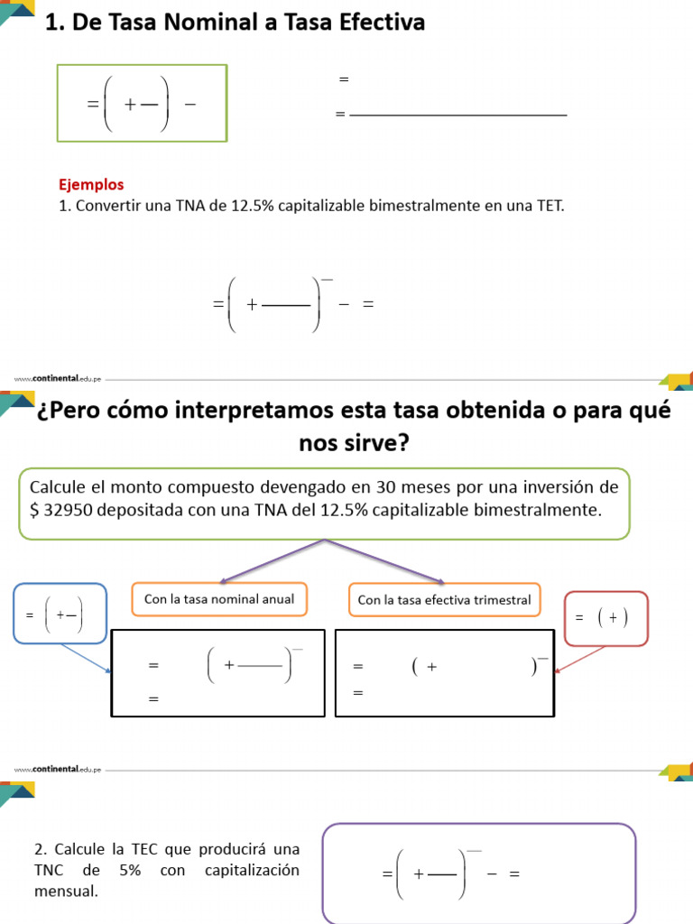 Tasa Nominal A Tasa Efectiva Teoria y Ejemplos | PDF
