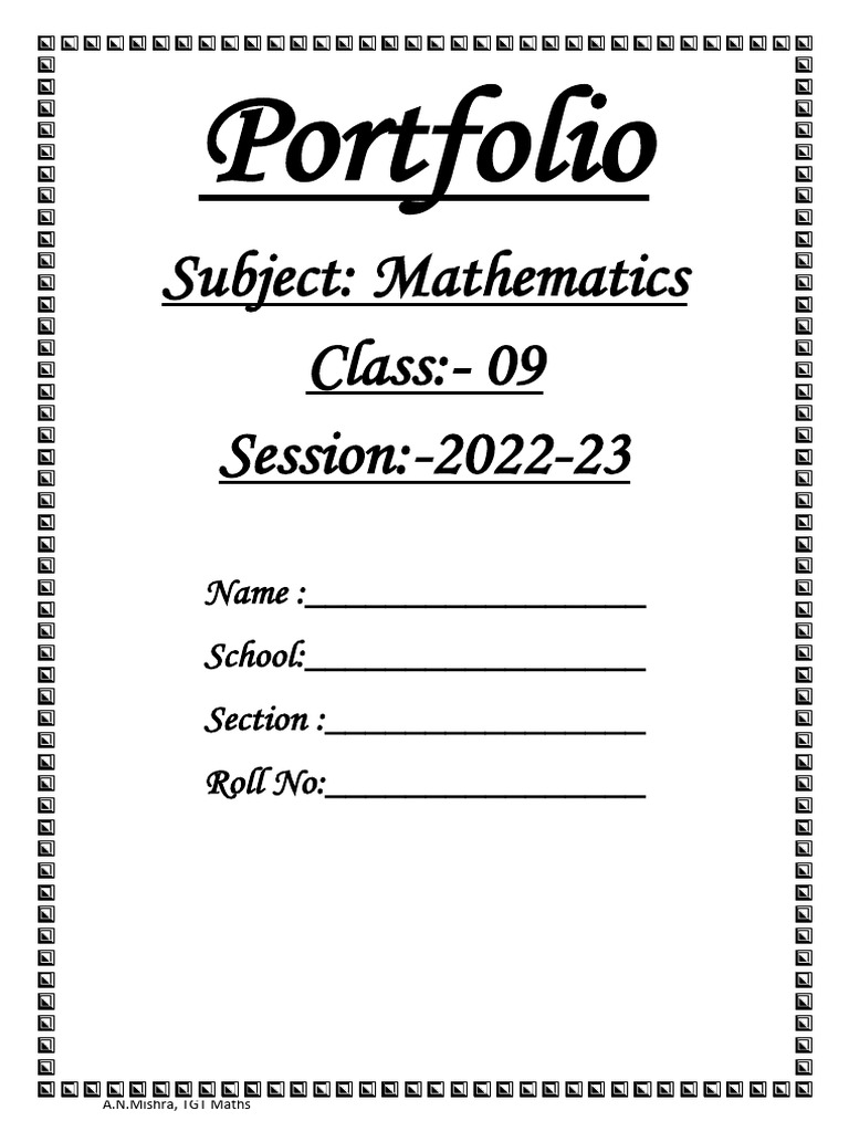 Portfolio CLASS 9 | PDF | Cartesian Coordinate System | Triangle