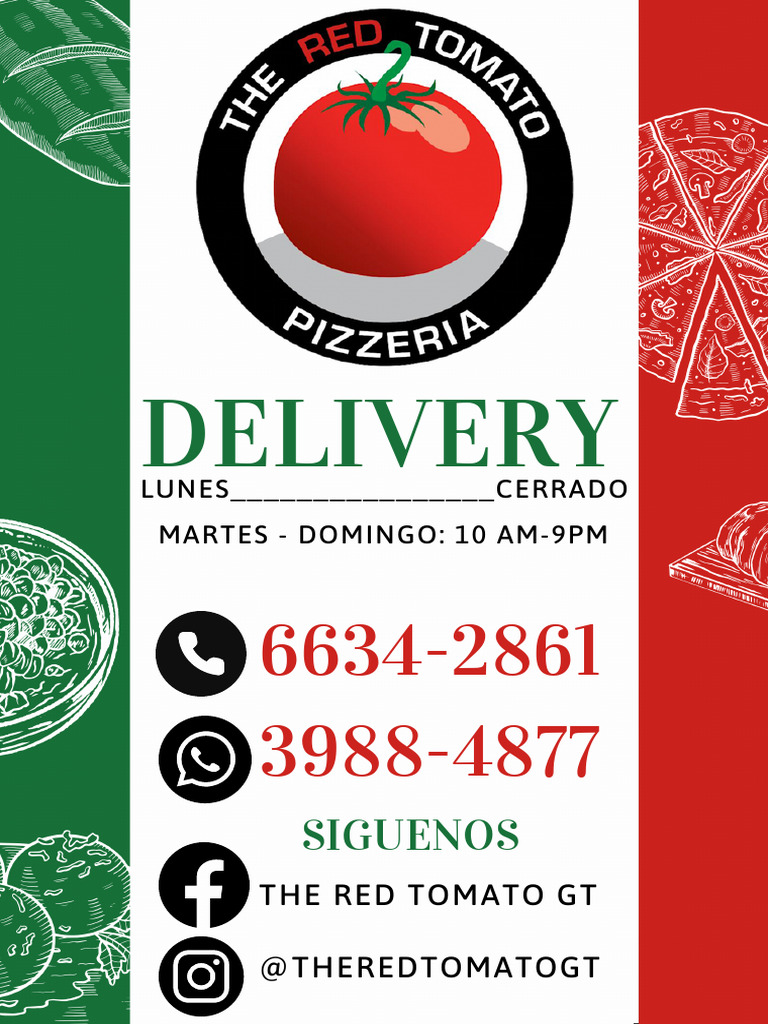 Menú de The Red Tomato Pizzeria | PDF | Pizza | pesto