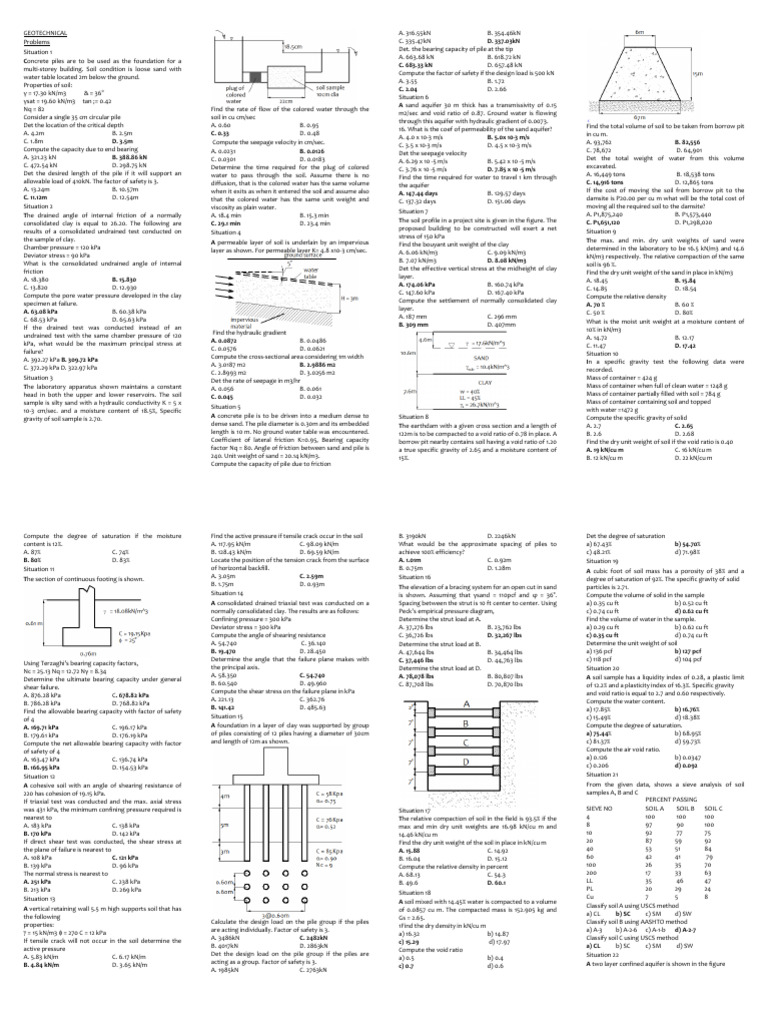 Geotechnical Engg Probsets | PDF | Soil Mechanics | Deep Foundation