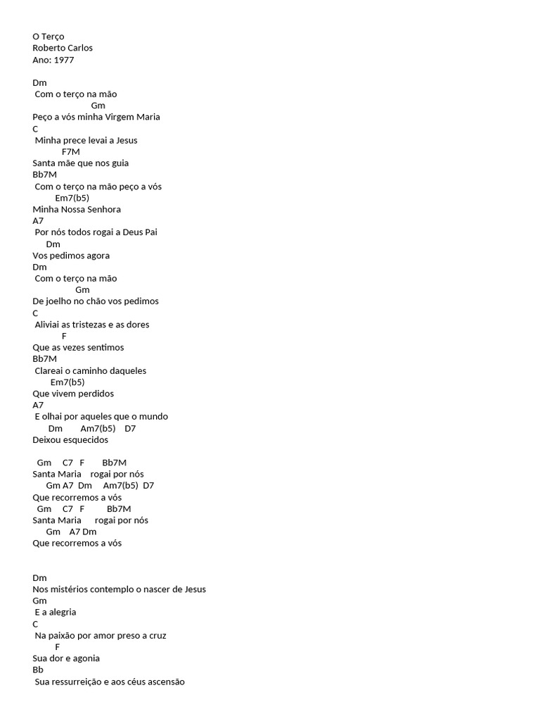 O Terço - Roberto Carlos: Letra e Cifras | PDF
