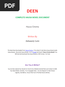 Deen Complete Hausa Novel Hausa Cinema