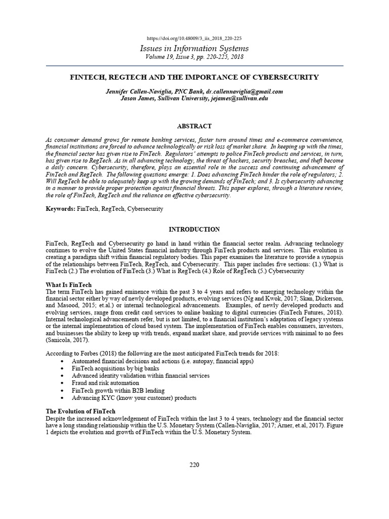 FinTech, RegTech, and Cybersecurity Insights | PDF | Computer Security ...