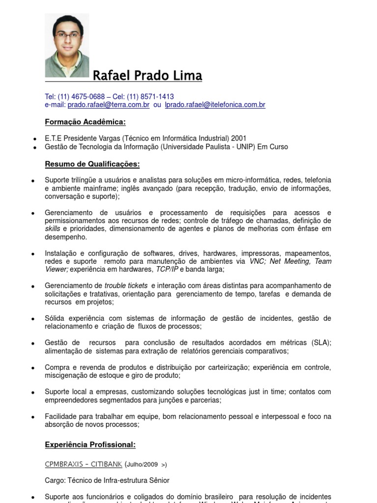 Resumo De Suas Qualificações Habilidades E Realizações Profissionais