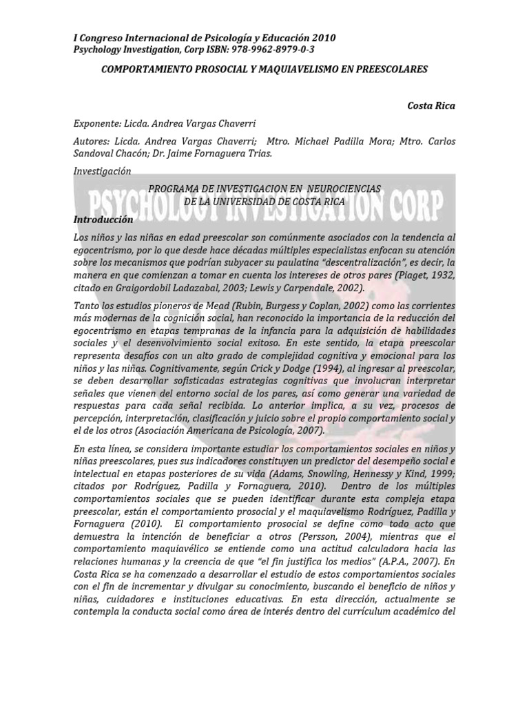 I Congreso Internacional de Psicologia y | PDF | Alfa de Cronbach ...