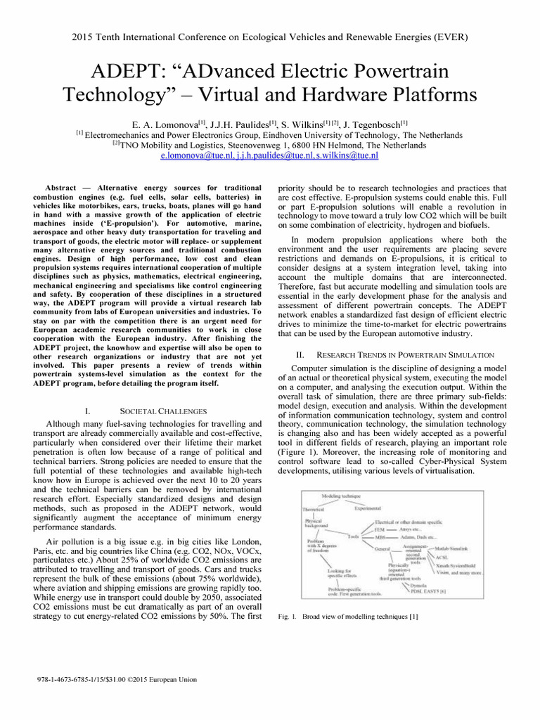 ADEPT ADvanced Electric Powertrain Techn | PDF | Simulation | Ordinary ...